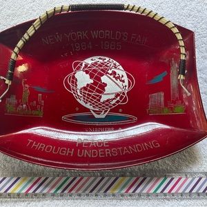 1964 -1965  New York  World’s Fair Unisphere Tray Vintage With Handle
